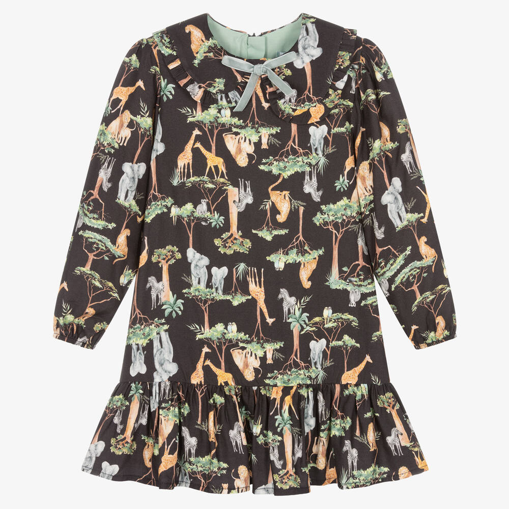 Tutto Piccolo-Серое платье из вискозы и гольфы | Childrensalon Outlet