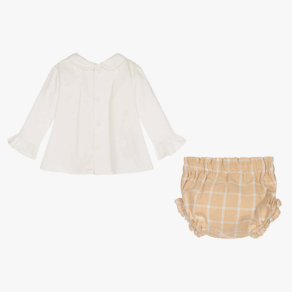 Tutto Piccolo-Кремово-бежевый комплект с шортами из хлопка | Childrensalon Outlet
