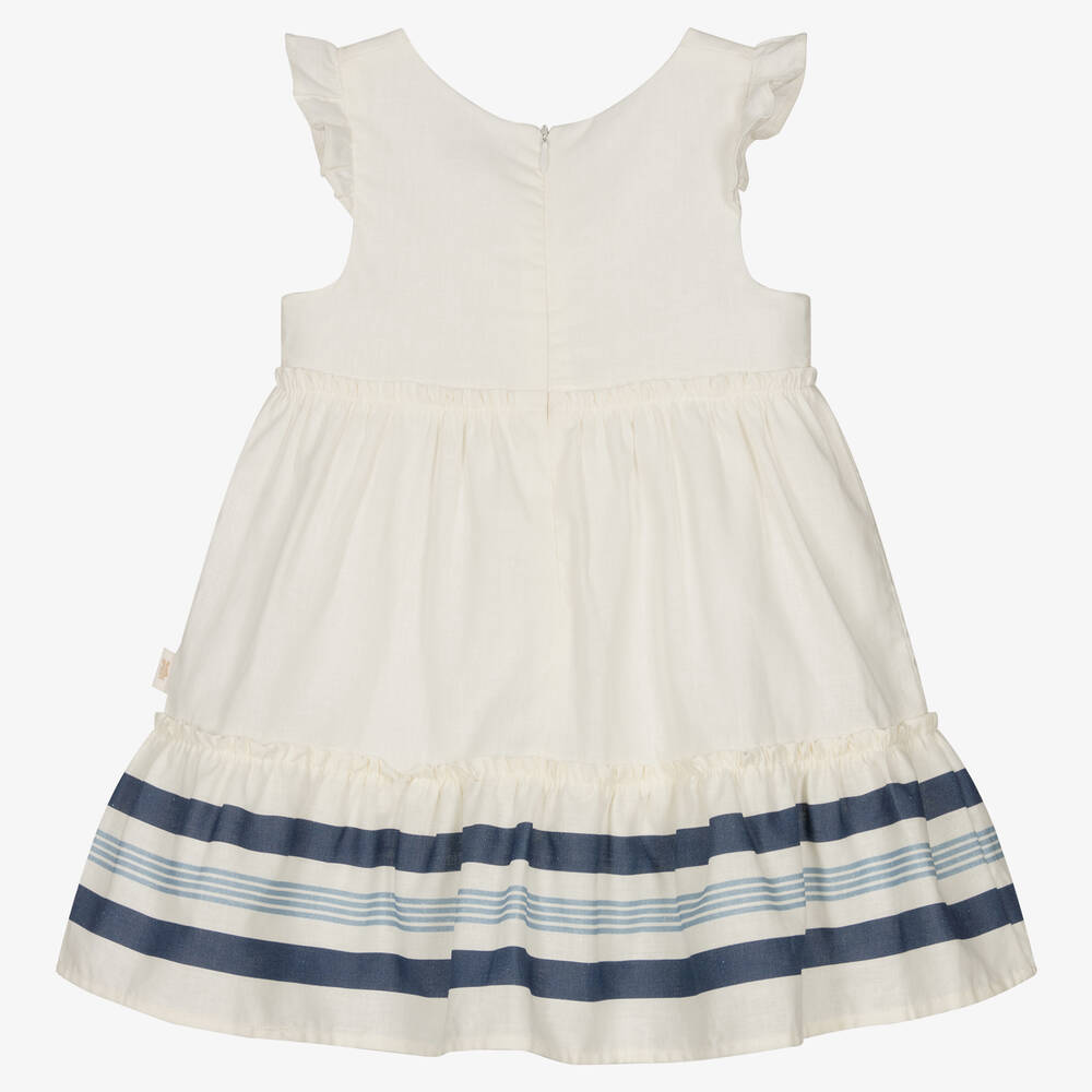 Tutto Piccolo-Кремовое платье в синюю полоску | Childrensalon Outlet