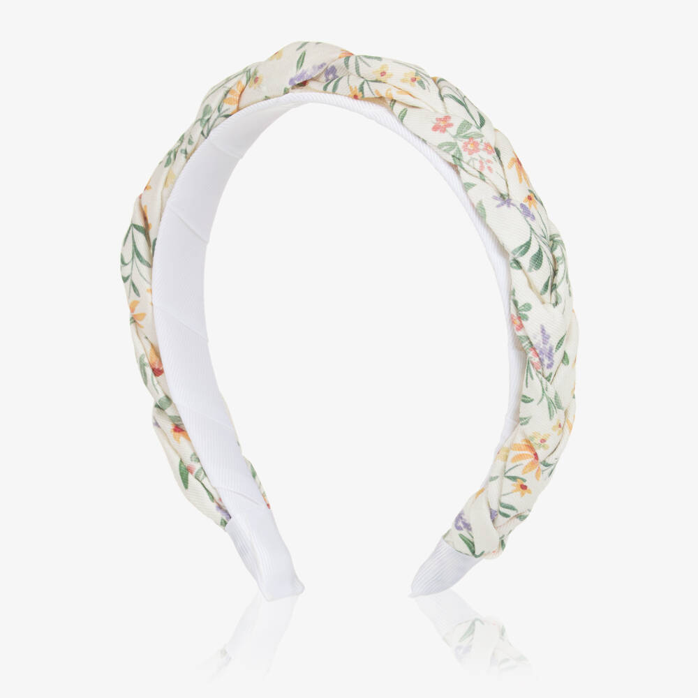 Tutto Piccolo-Girls Ivory Braided Floral Headband | Childrensalon Outlet