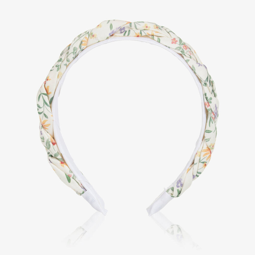 Tutto Piccolo-Girls Ivory Braided Floral Headband | Childrensalon Outlet
