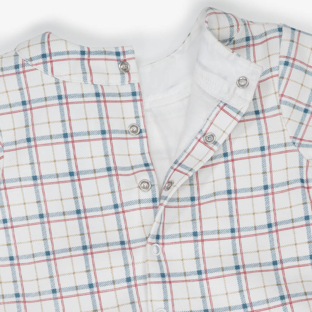 Tutto Piccolo-Girls Ivory Checked Dress & Red Tights Set | Childrensalon Outlet