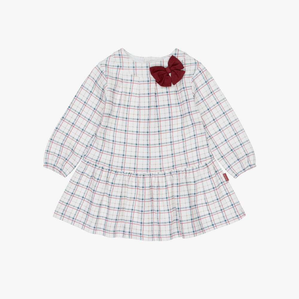 Tutto Piccolo-Girls Ivory Checked Dress & Red Tights Set | Childrensalon Outlet