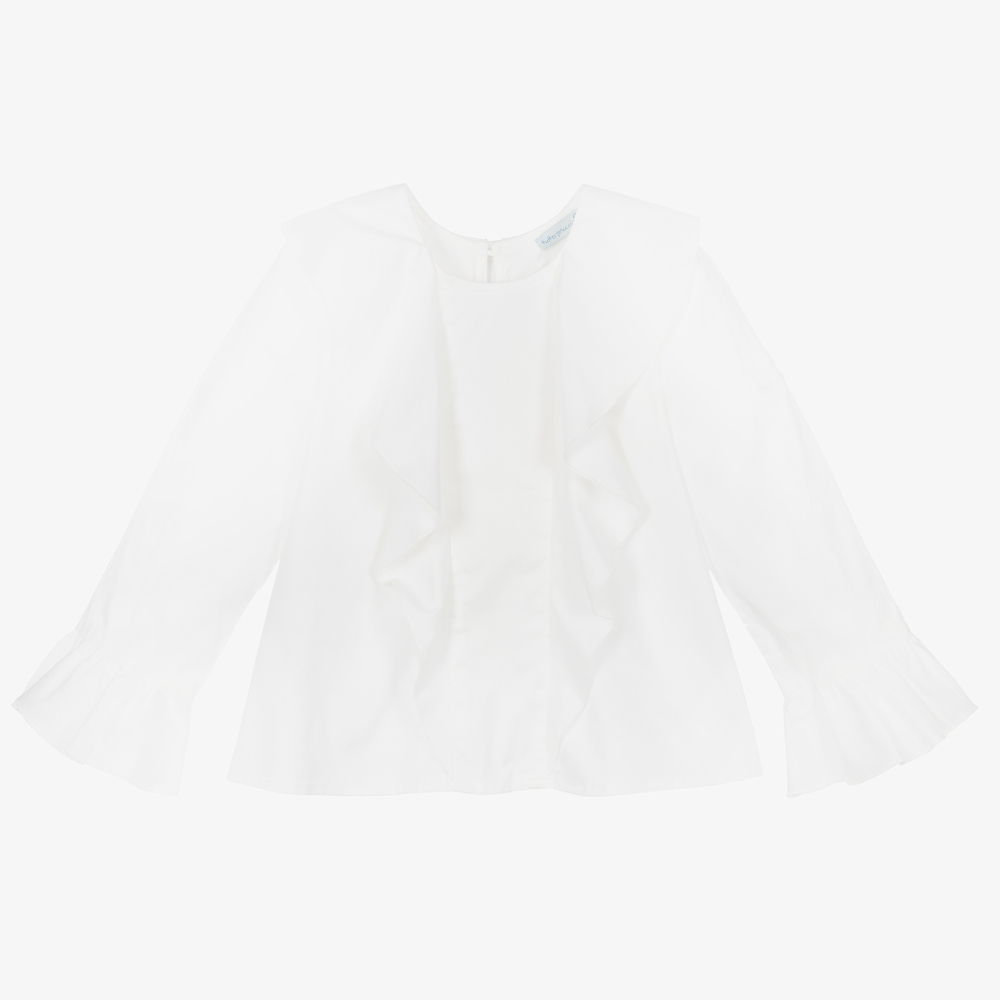 Tutto Piccolo - Girls Ivory Cotton Blouse | Childrensalon