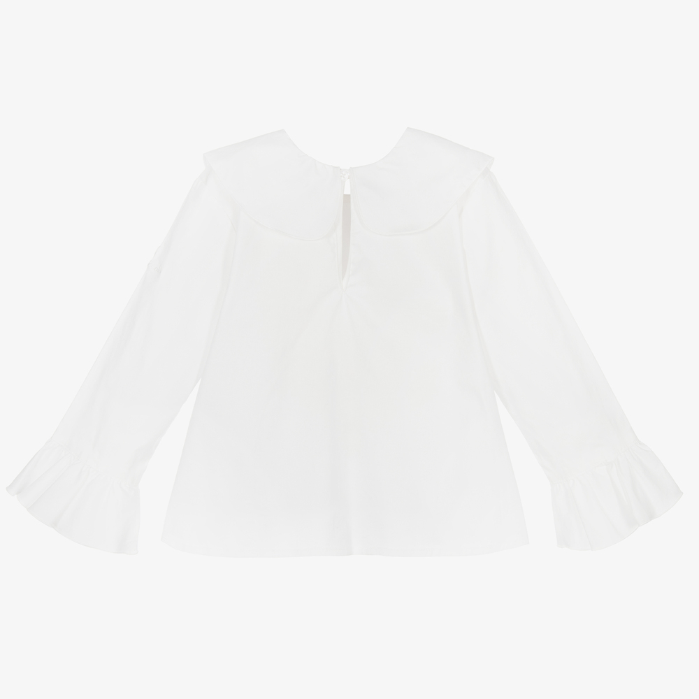 Tutto Piccolo-Girls Ivory Cotton Blouse | Childrensalon Outlet