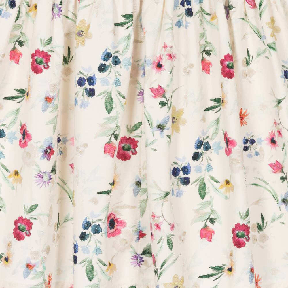 Tutto Piccolo-Girls Ivory Cotton Floral Dress Set | Childrensalon Outlet