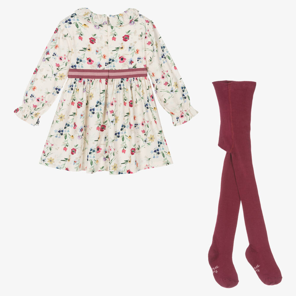 Tutto Piccolo-Girls Ivory Cotton Floral Dress Set | Childrensalon Outlet