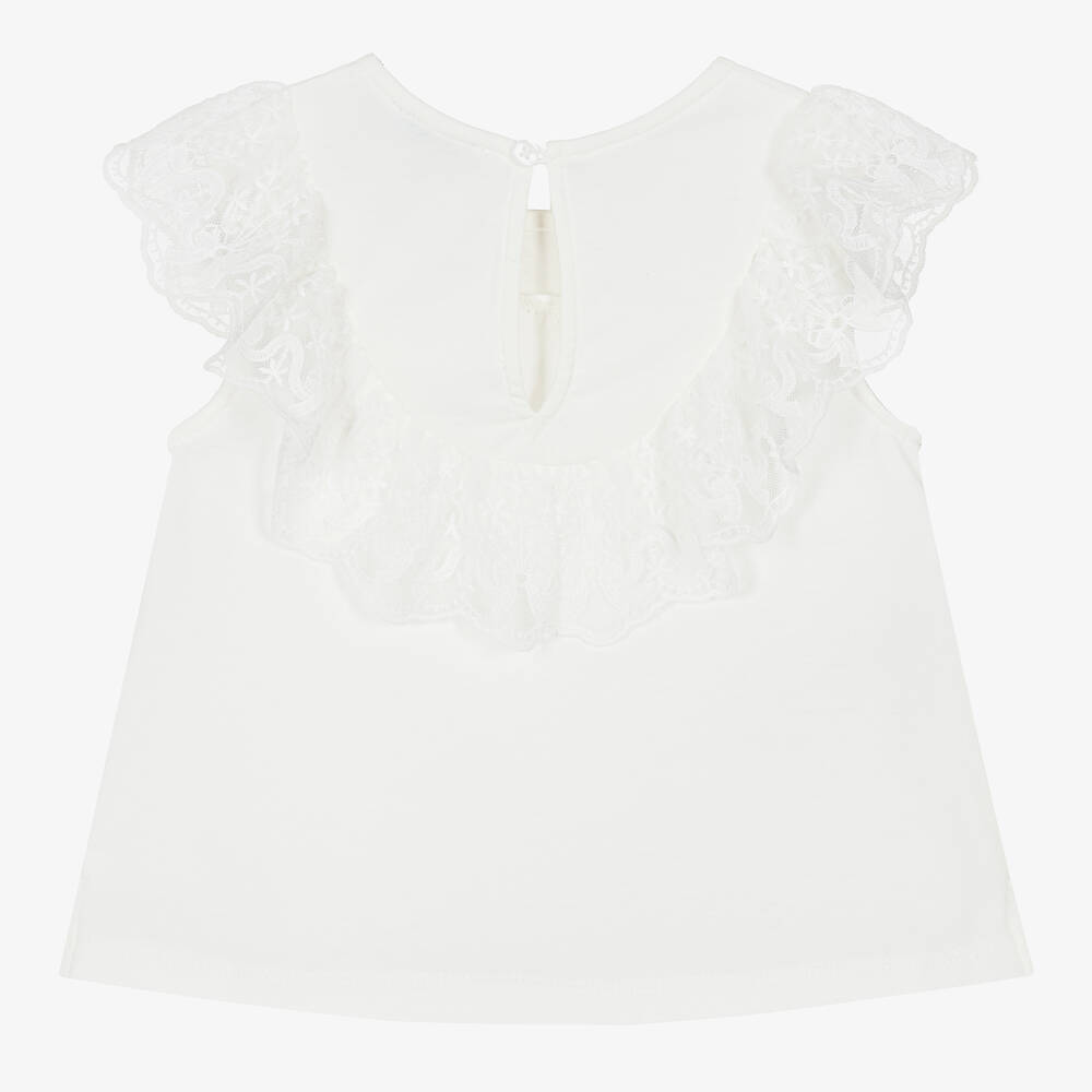 Tutto Piccolo-تيشيرت بلا أكمام قطن وفيسكوز جيرسي لون عاجي | Childrensalon Outlet