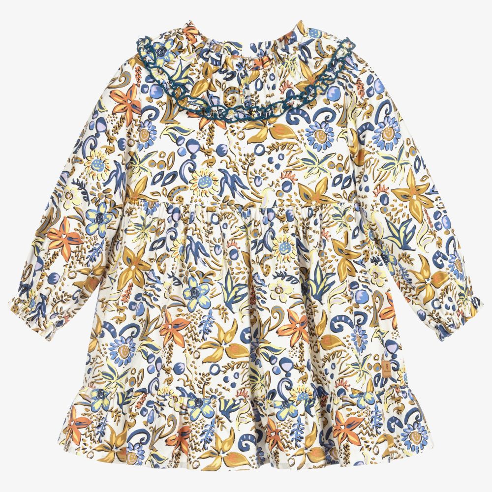 Tutto Piccolo - Elfenbeinfarbenes Kleid mit Blumenprint im Set (M)  | Childrensalon