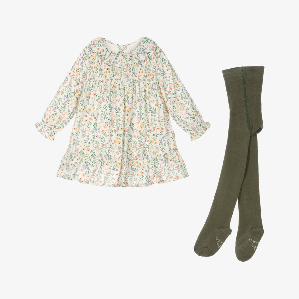 Tutto Piccolo-Кремовое платье с цветочным узором для девочек | Childrensalon Outlet