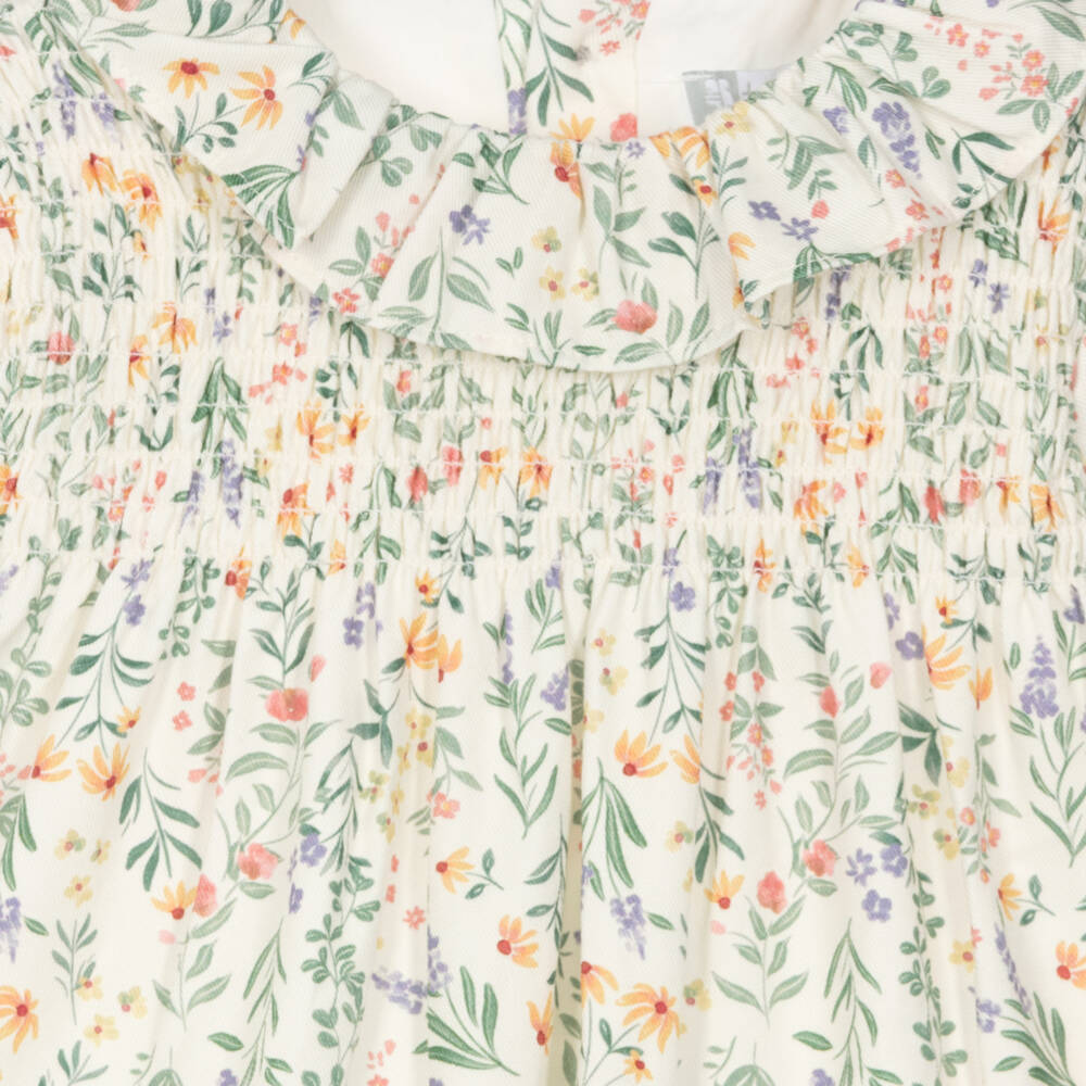 Tutto Piccolo-Кремовое платье с цветочным узором для девочек | Childrensalon Outlet