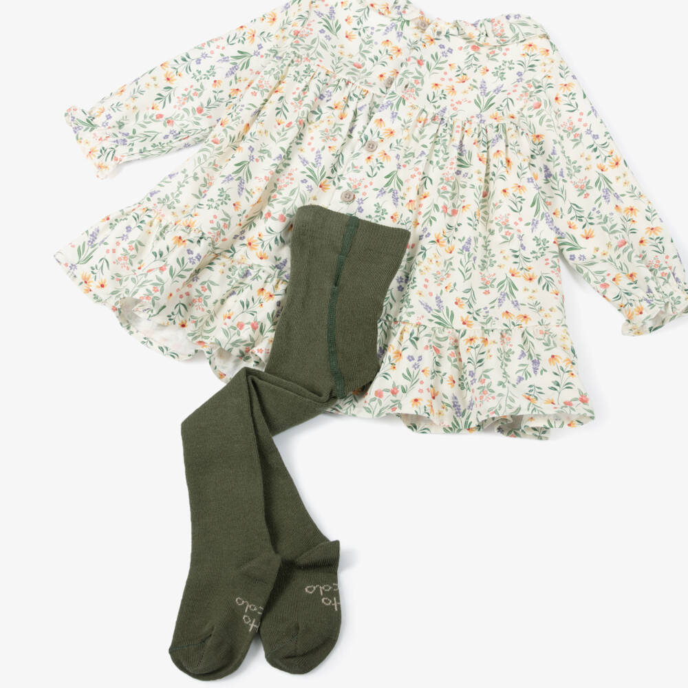 Tutto Piccolo-Кремовое платье с цветочным узором для девочек | Childrensalon Outlet