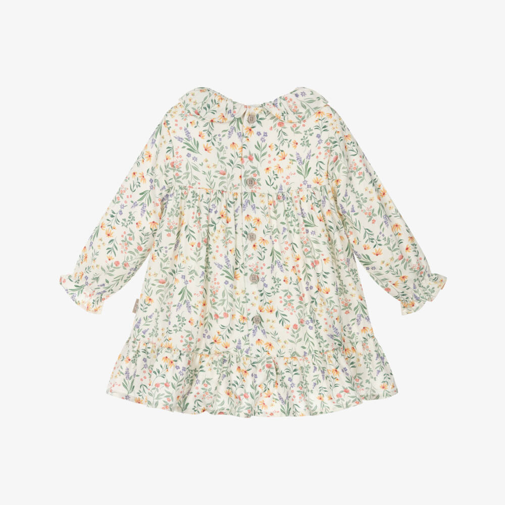 Tutto Piccolo-Кремовое платье с цветочным узором для девочек | Childrensalon Outlet