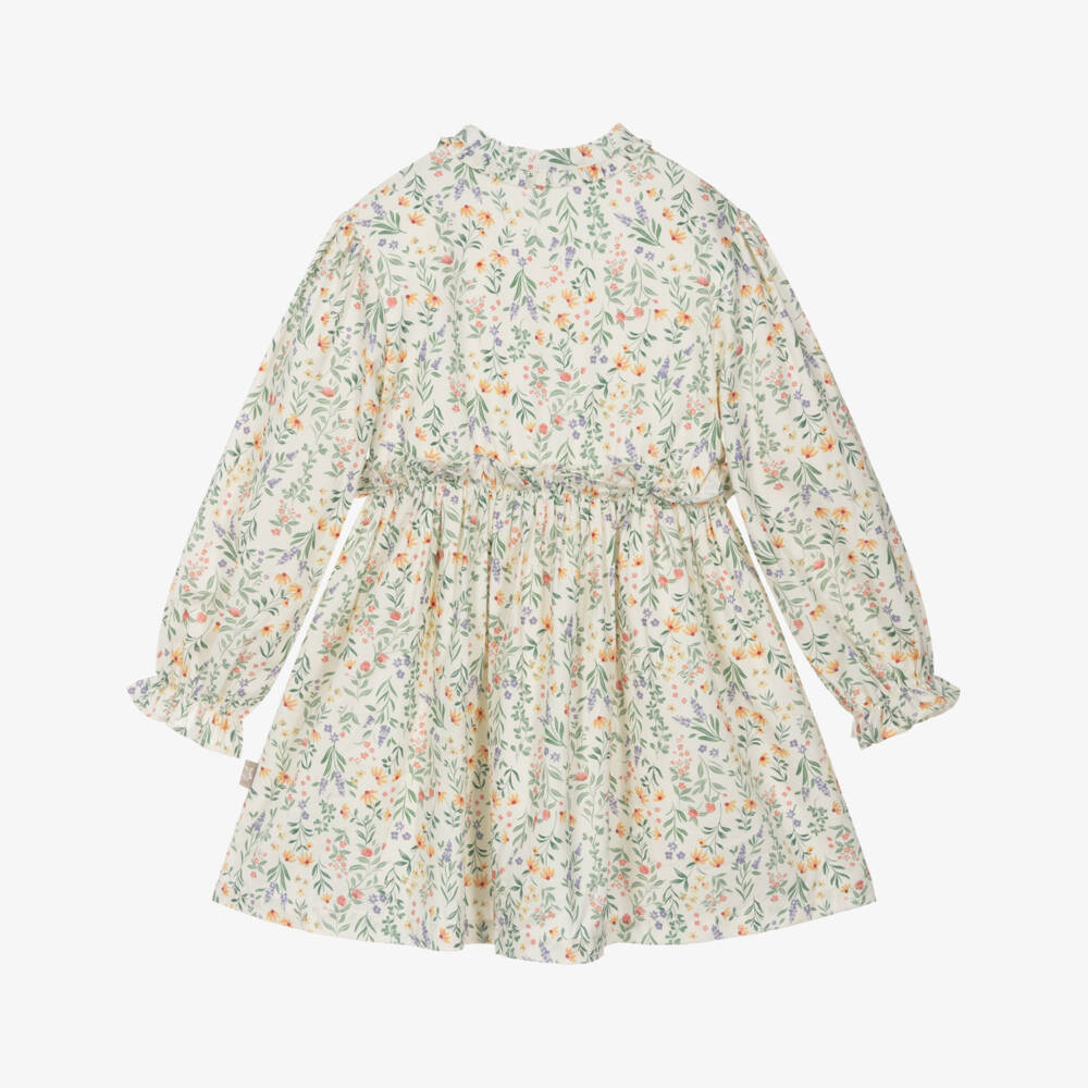 Tutto Piccolo-Girls Ivory & Green Ditsy Floral Dress Set | Childrensalon Outlet