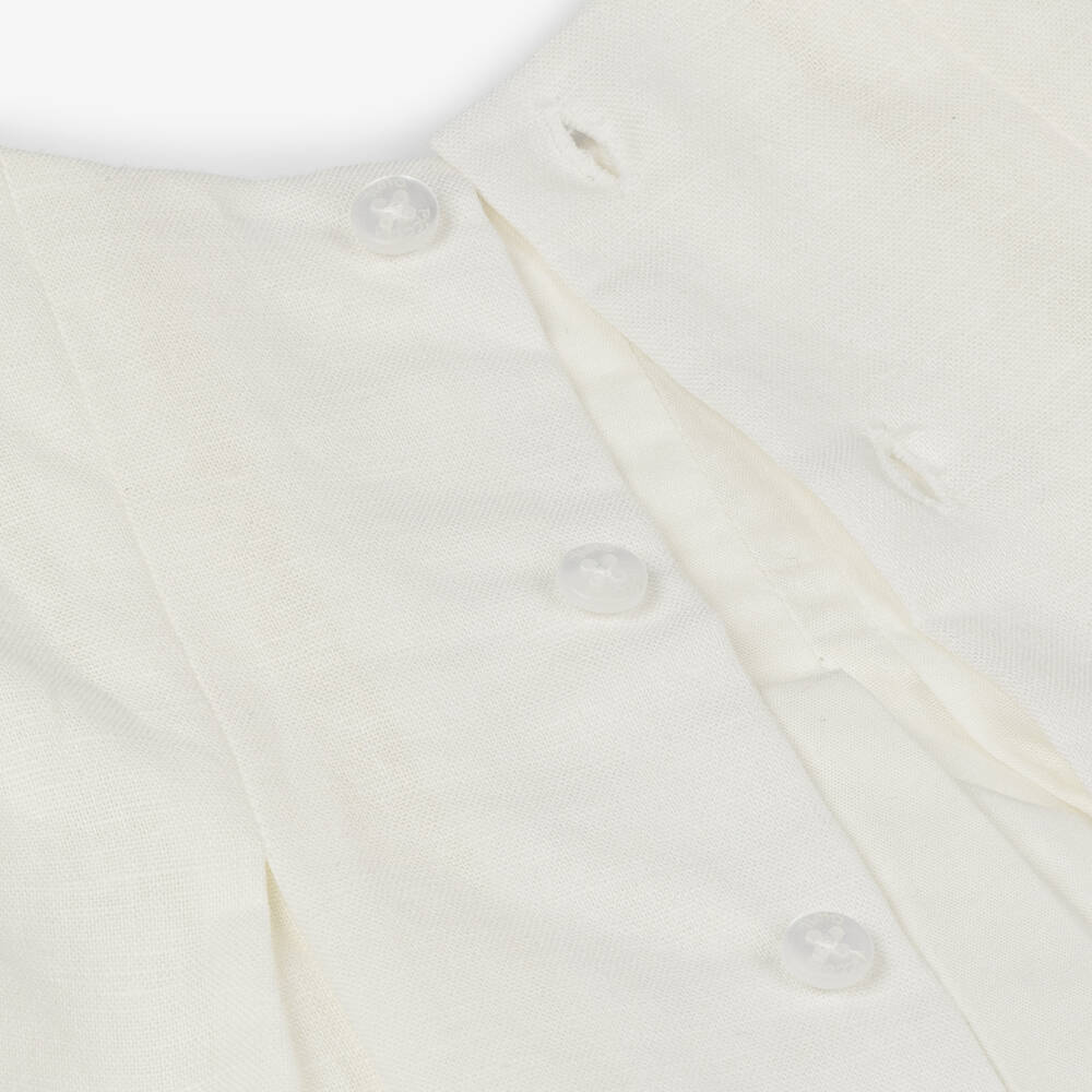 Tutto Piccolo-Кремовый льняной комплект с чепчиком для девочек | Childrensalon Outlet