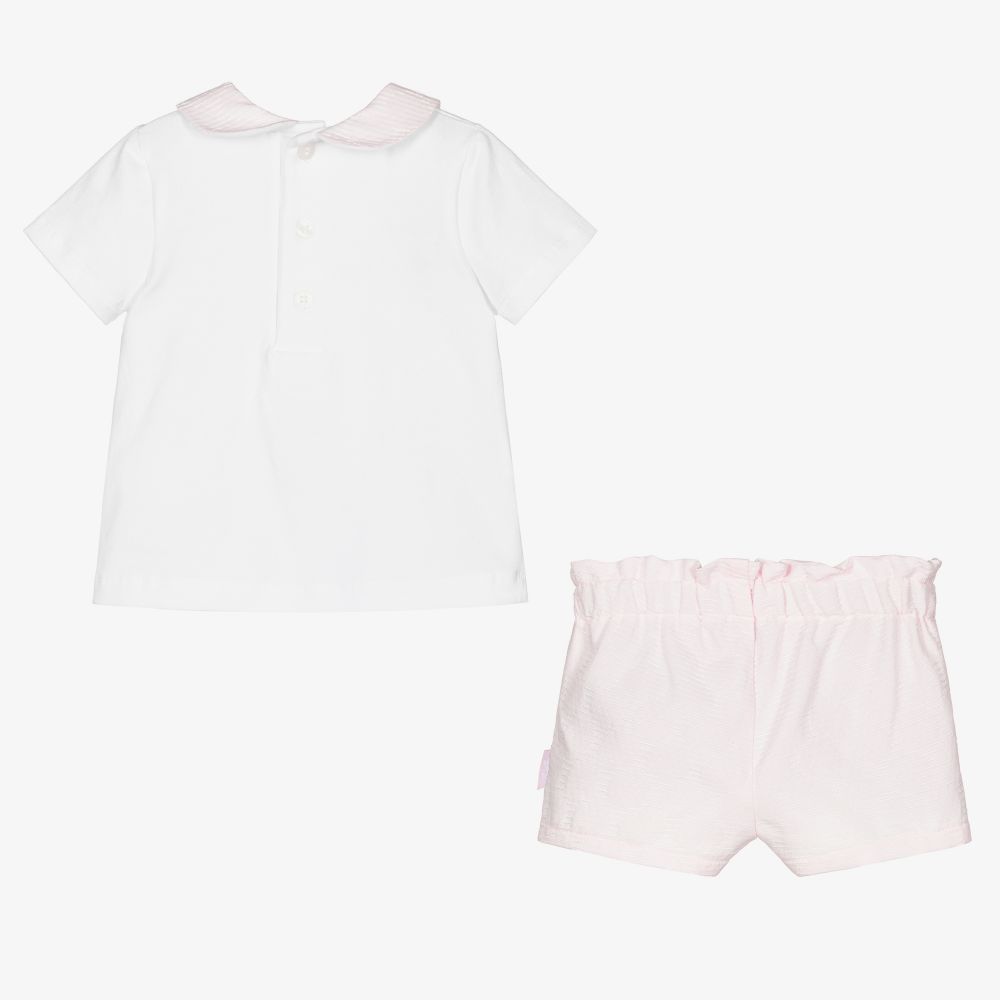 Tutto Piccolo-Кремовый топ и розовые шорты для девочек | Childrensalon Outlet