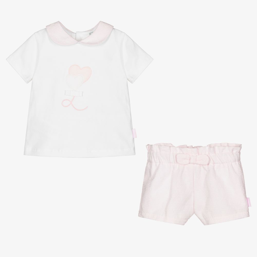 Tutto Piccolo-Кремовый топ и розовые шорты для девочек | Childrensalon Outlet