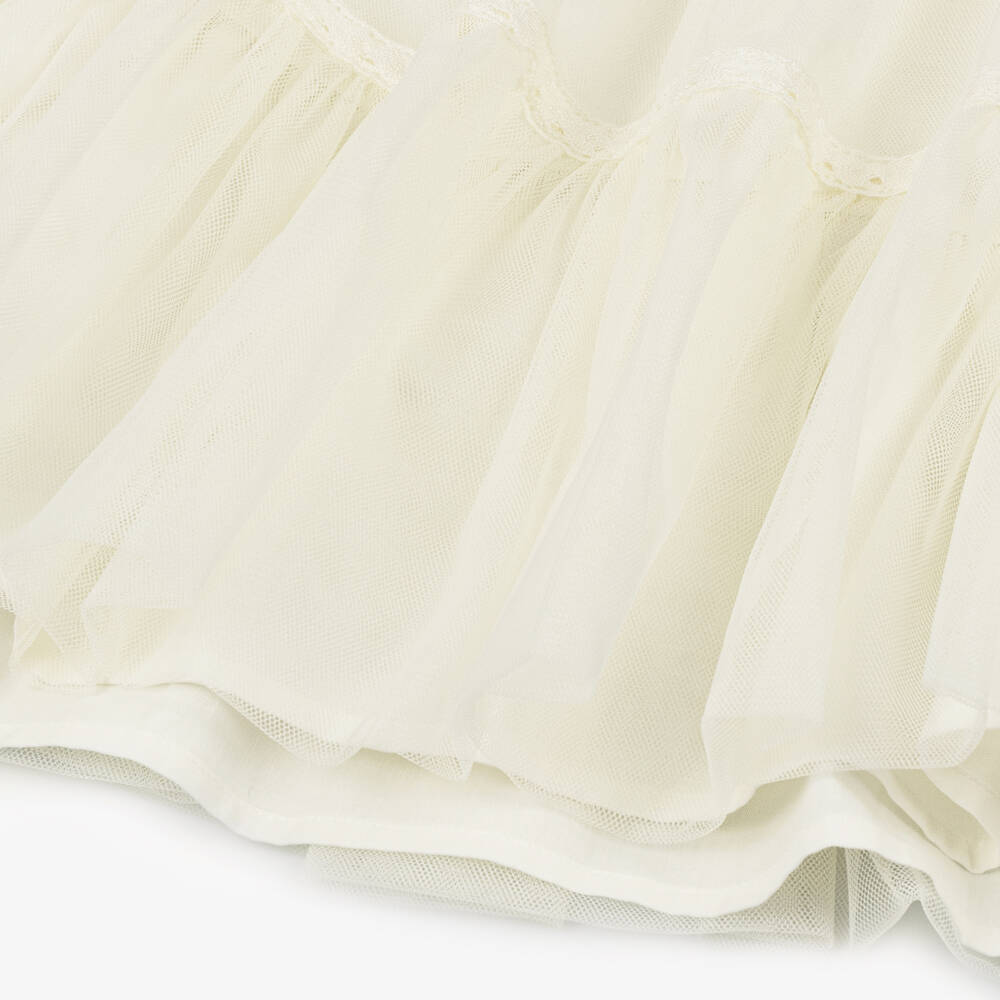 Tutto Piccolo-Girls Ivory Tulle & Cotton Dress | Childrensalon Outlet