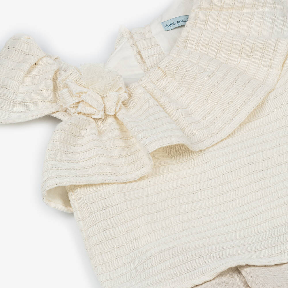 Tutto Piccolo-Girls Linen & Cotton Ivory Ensemble | Childrensalon Outlet