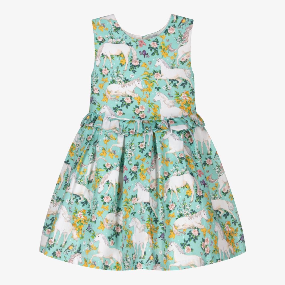 Tutto Piccolo - Girls Mint Green Cotton Dress | Childrensalon