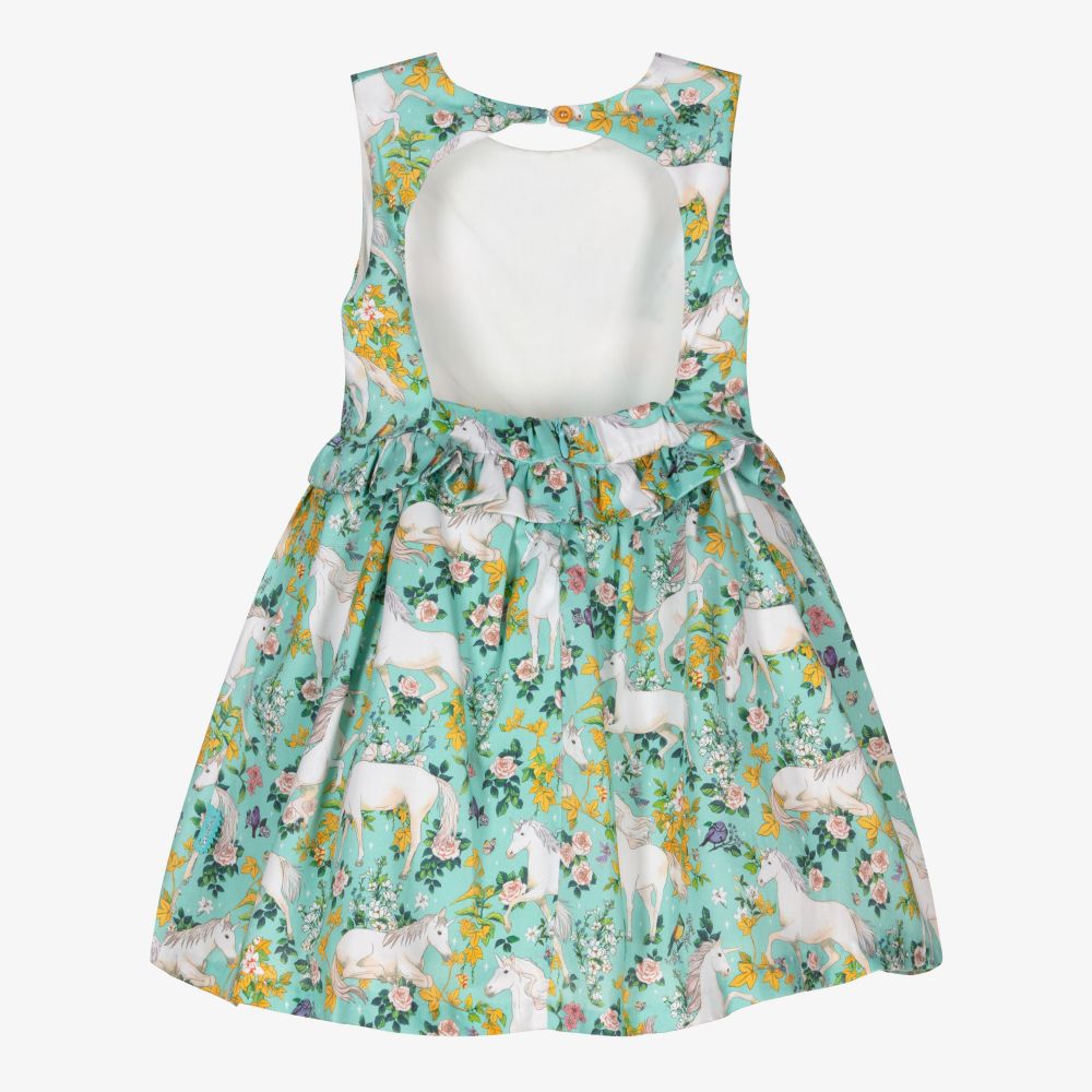 Tutto Piccolo-Girls Mint Green Cotton Dress | Childrensalon Outlet