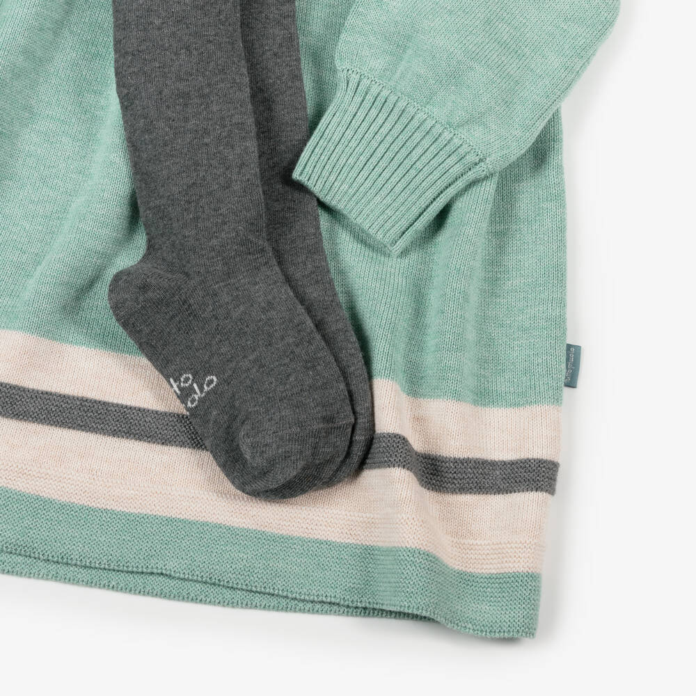 Tutto Piccolo-Girls Mint Stripe Knitted Outfit | Childrensalon Outlet