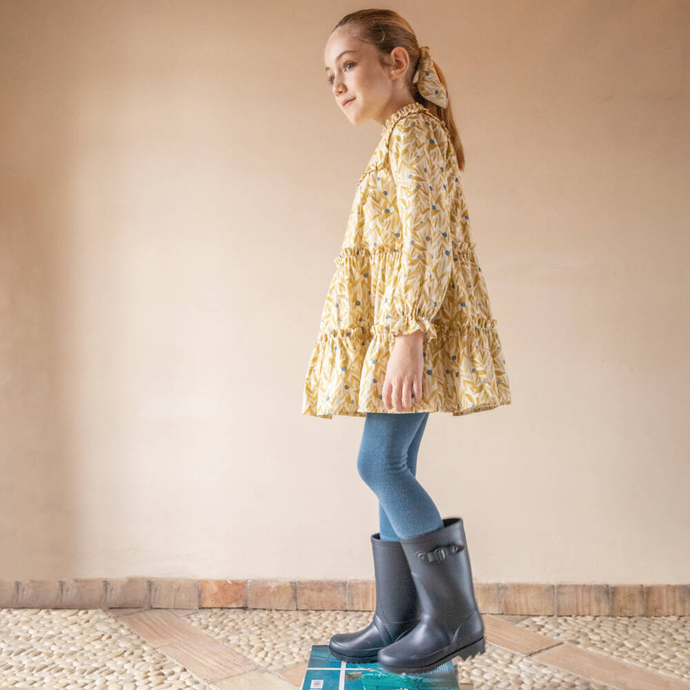 Tutto Piccolo-Girls Mustard & Blue Outfit Set | Childrensalon Outlet