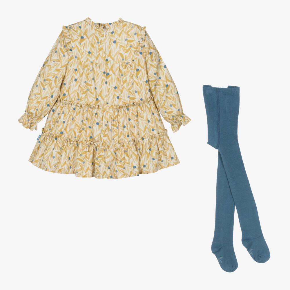 Tutto Piccolo-Girls Mustard & Blue Outfit Set | Childrensalon Outlet