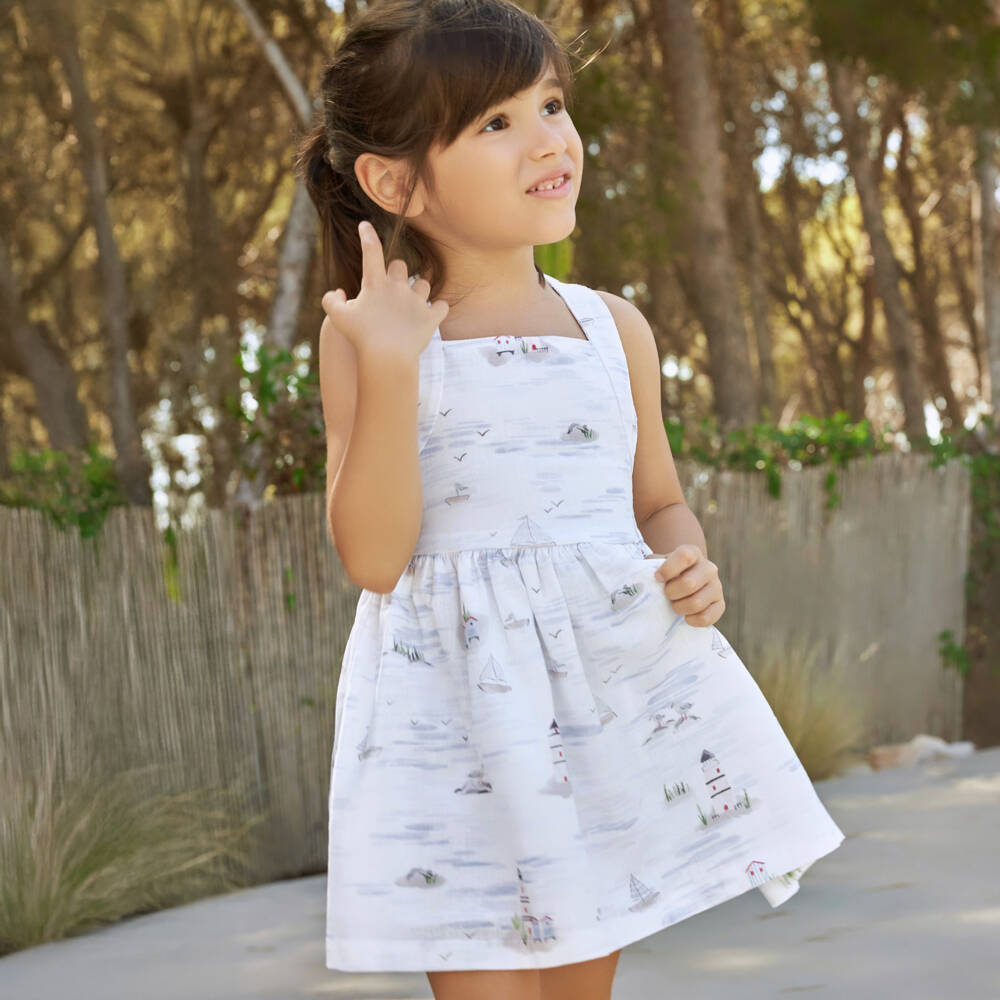 Tutto Piccolo-Girls Nautical Breeze Linen Sundress | Childrensalon Outlet