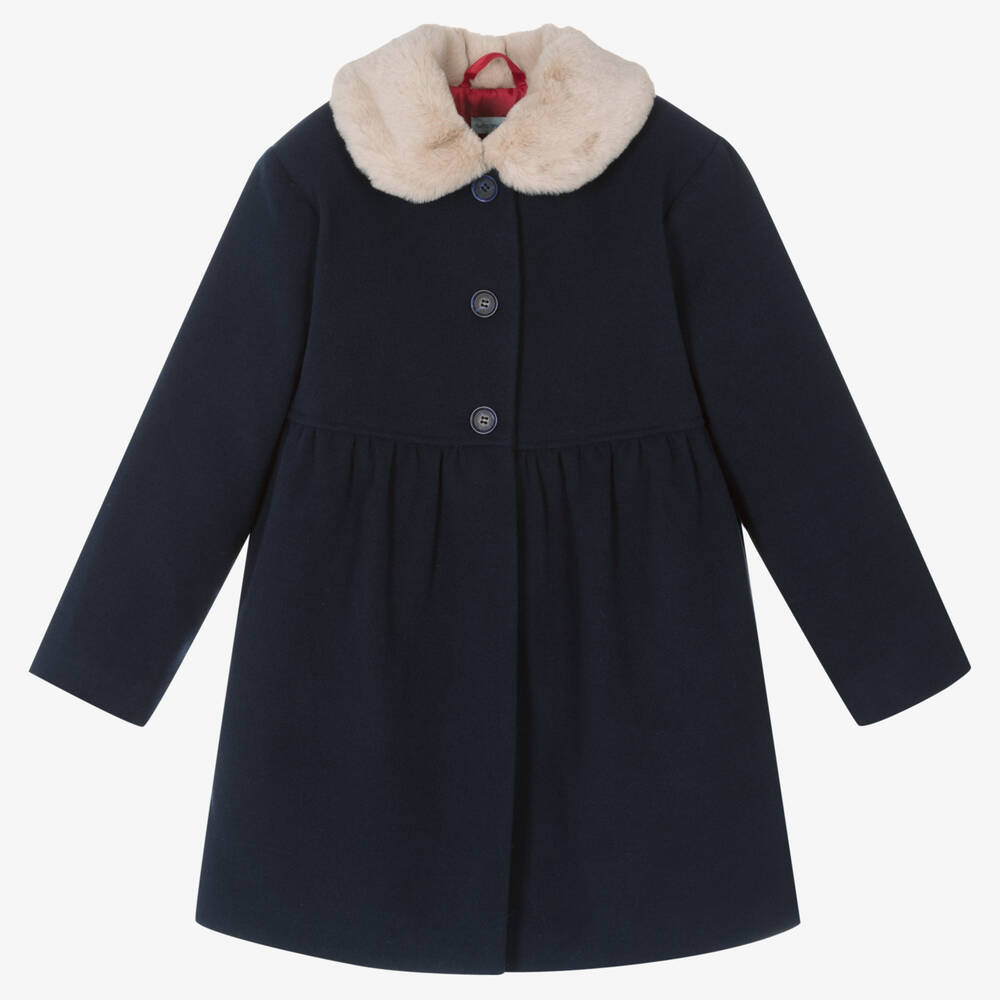 Tutto Piccolo - Manteau bleu col en fausse fourrure | Childrensalon