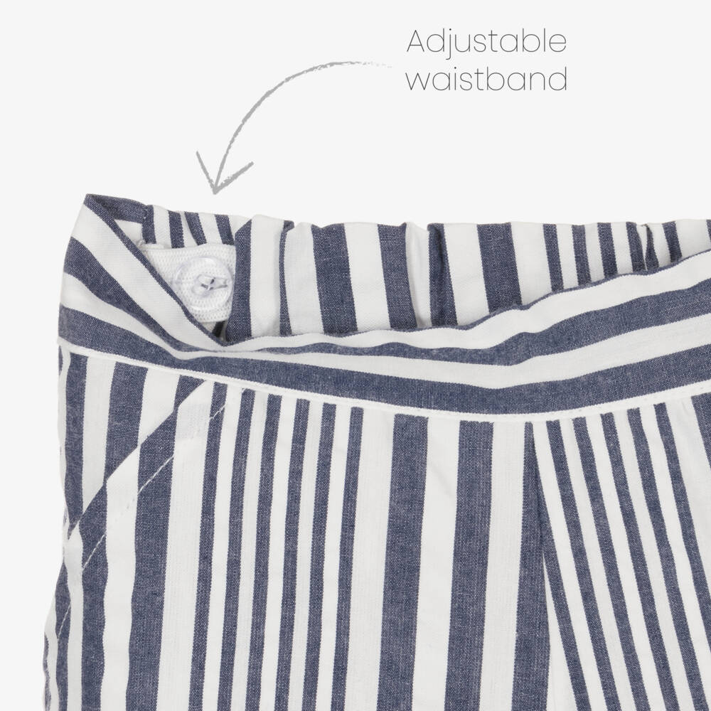 Tutto Piccolo-Girls Navy Stripe Cotton Ensemble | Childrensalon Outlet