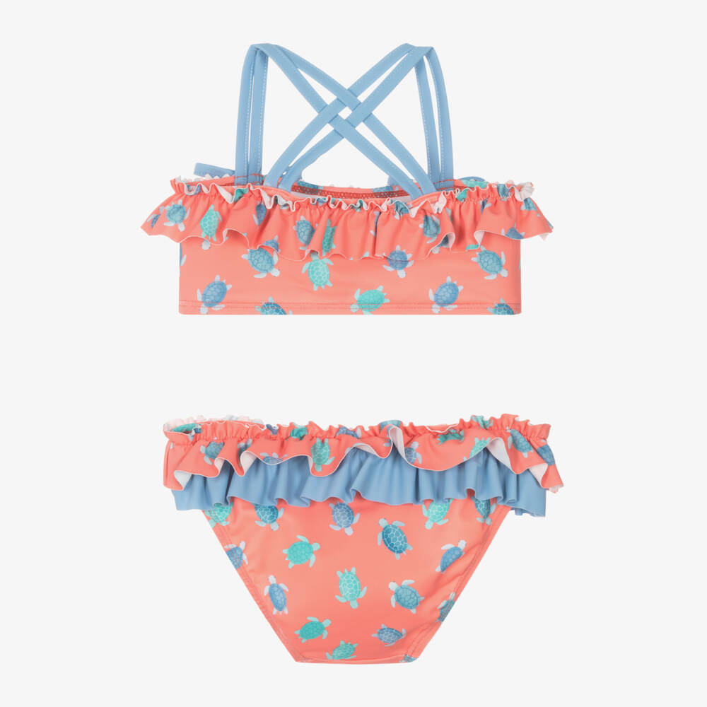 Tutto Piccolo-Girls Orange & Blue Turtle Bikini | Childrensalon Outlet