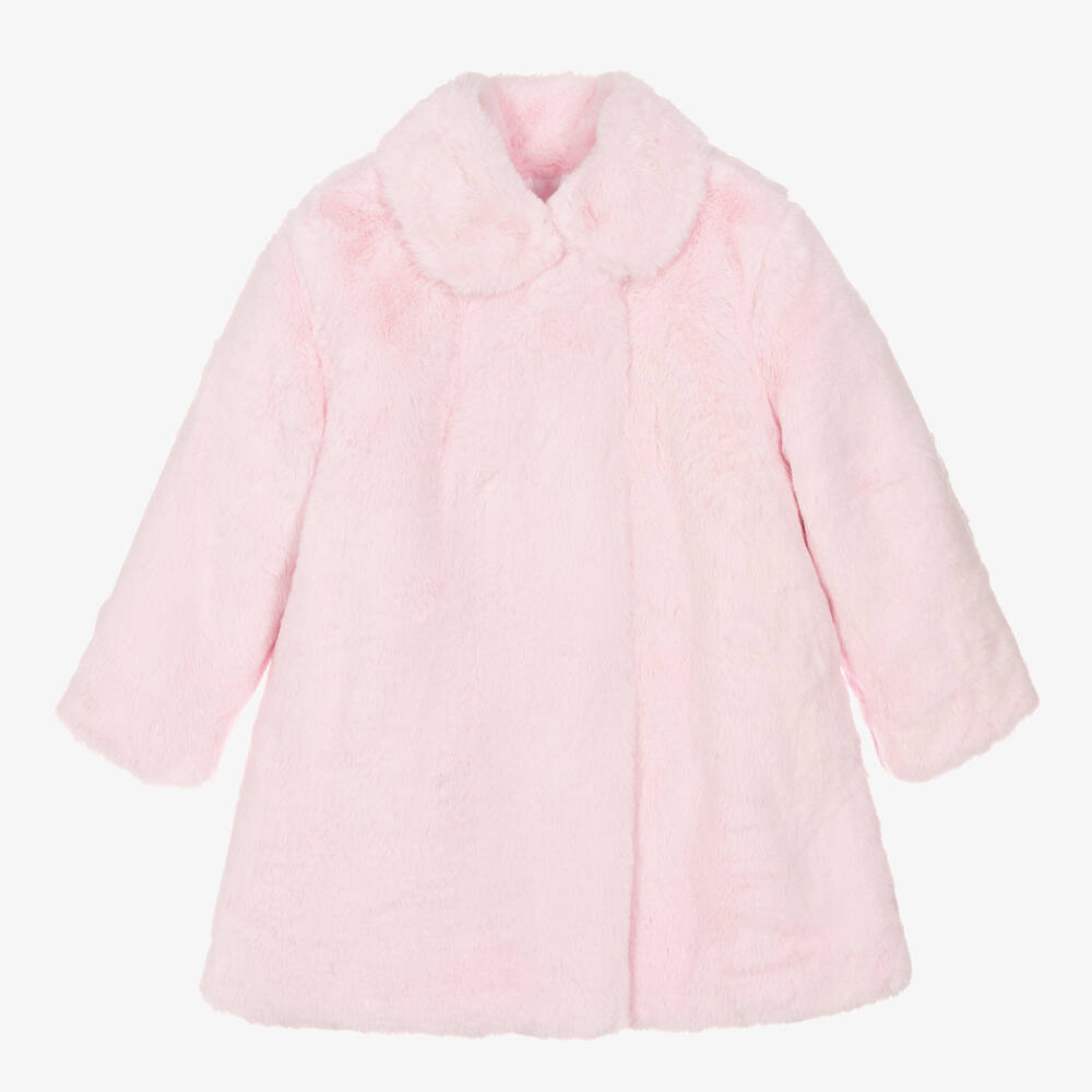 Tutto Piccolo - Girls Pale Pink Faux Fur Coat | Childrensalon