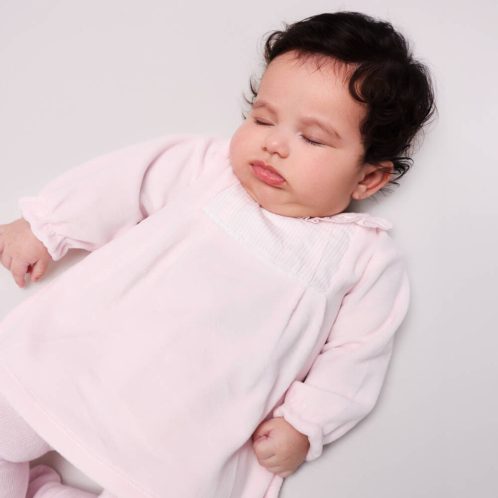 Tutto Piccolo-طقم فستان مخمل وردي ناعم للبنات | Childrensalon Outlet