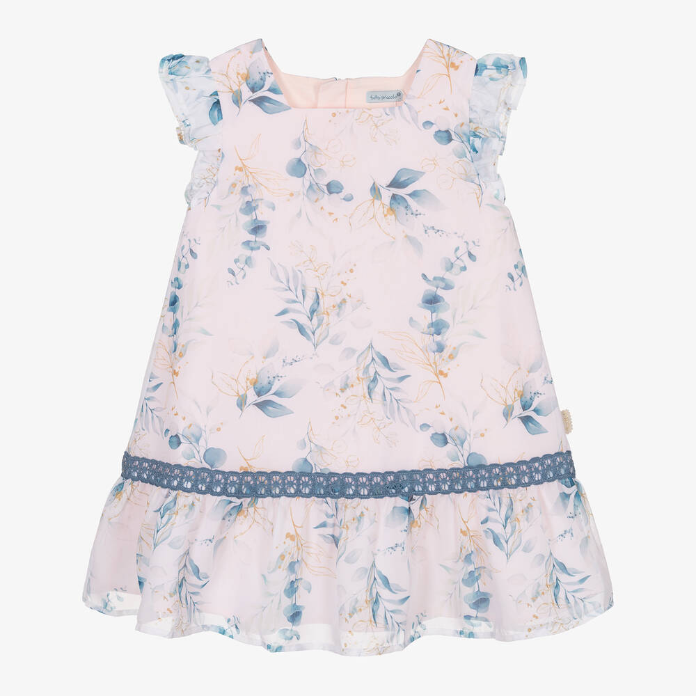 Tutto Piccolo - Girls Pink & Blue Floral Dress | Childrensalon