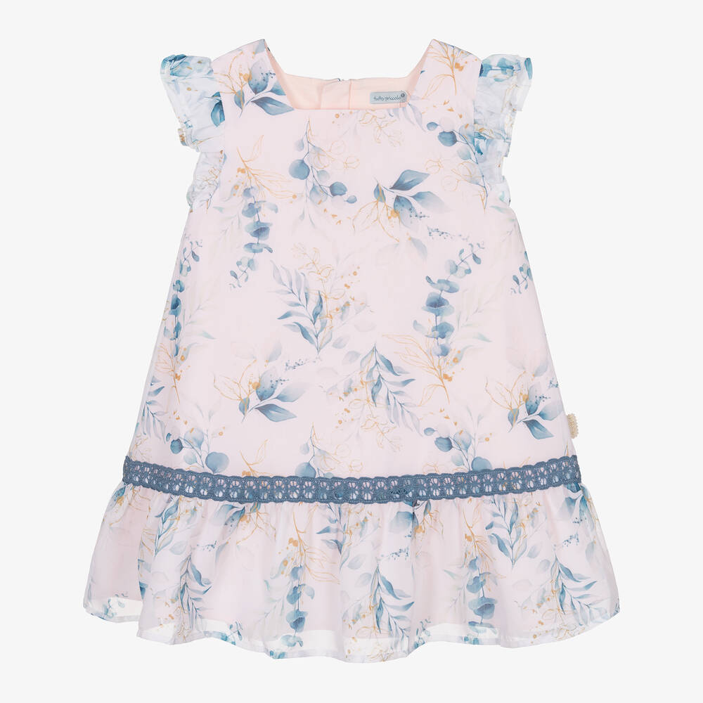 Tutto Piccolo - Girls Pink & Blue Floral Dress | Childrensalon Outlet