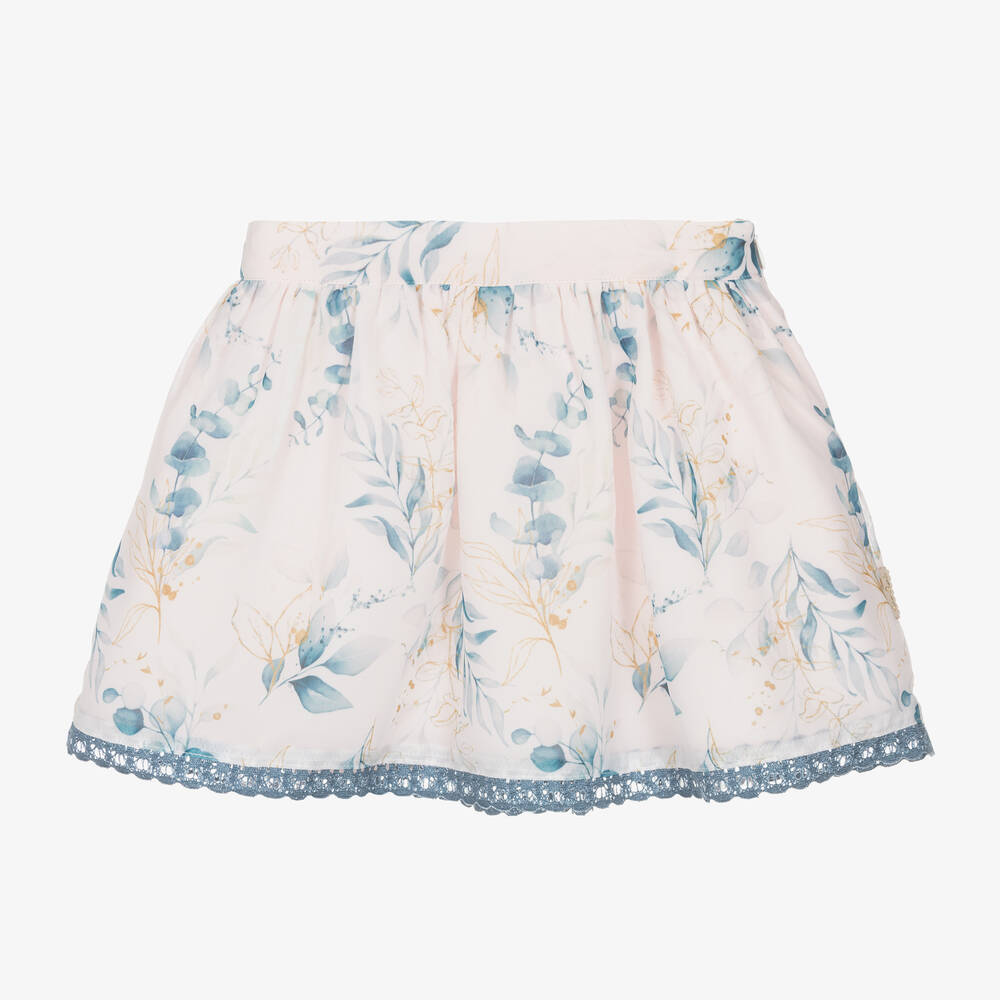 Tutto Piccolo - Girls Pink & Blue Floral Skirt | Childrensalon