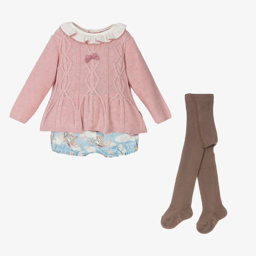 Tutto Piccolo-Girls Pink & Blue Shorts Set | Childrensalon Outlet