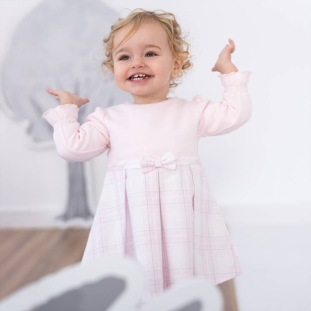 Tutto Piccolo-Girls Pink Checked Dress Ensemble | Childrensalon Outlet