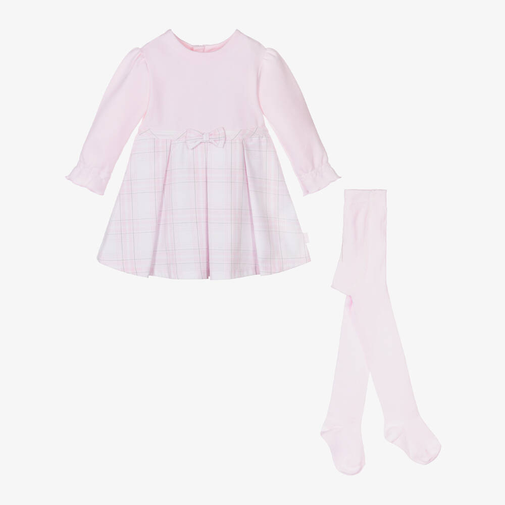 Tutto Piccolo-طقم فستان كاروهات قطن لون زهري | Childrensalon Outlet
