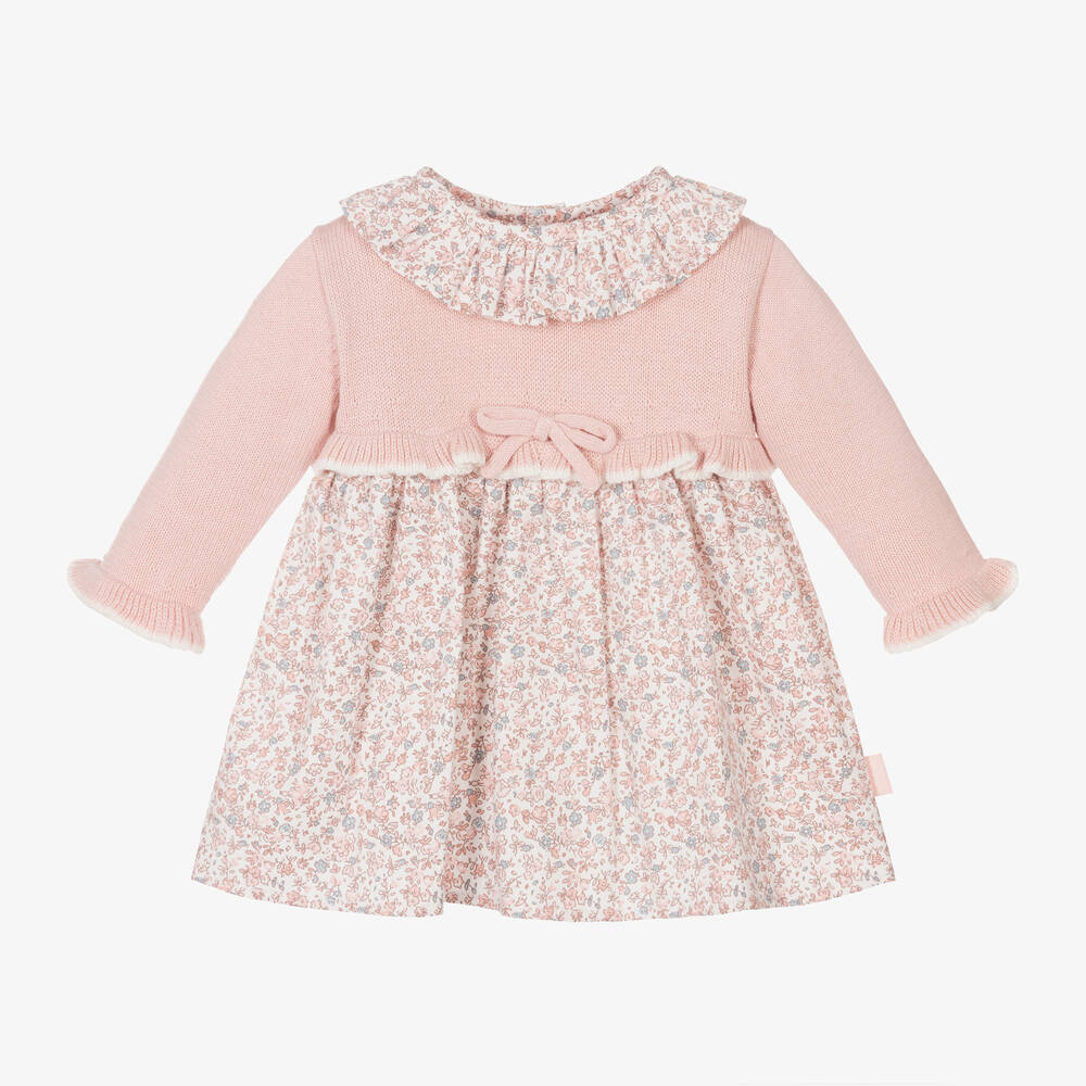 Tutto Piccolo - Girls Pink Cotton Floral Dress | Childrensalon