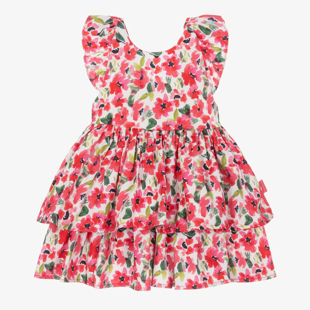 Tutto Piccolo-Girls Pink Cotton Floral Dress | Childrensalon Outlet