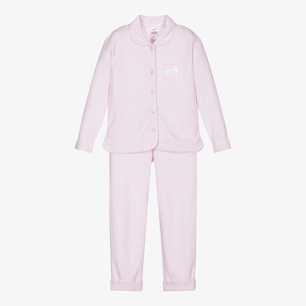 Tutto Piccolo - Rosa Baumwoll-Schlafanzug mit Streifen | Childrensalon