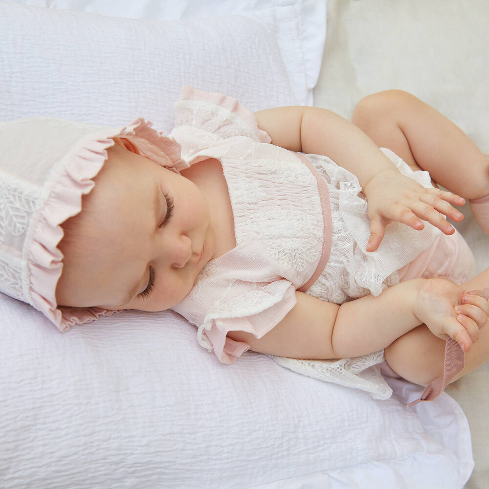 Tutto Piccolo-Girls Pink Embroidered Lace Dress | Childrensalon Outlet