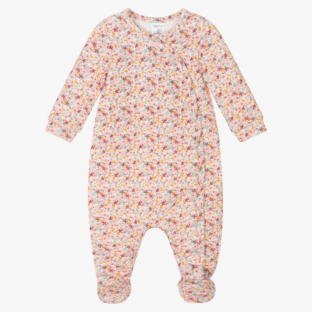 Tutto Piccolo - Girls Pink Floral Babygrow | Childrensalon