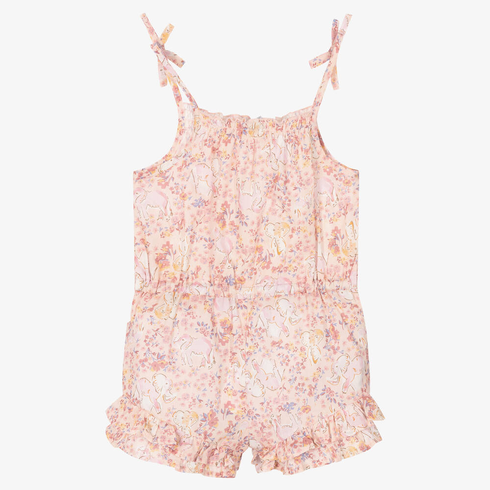 Tutto Piccolo-Розовый хлопковый комбинезон в цветочек | Childrensalon Outlet