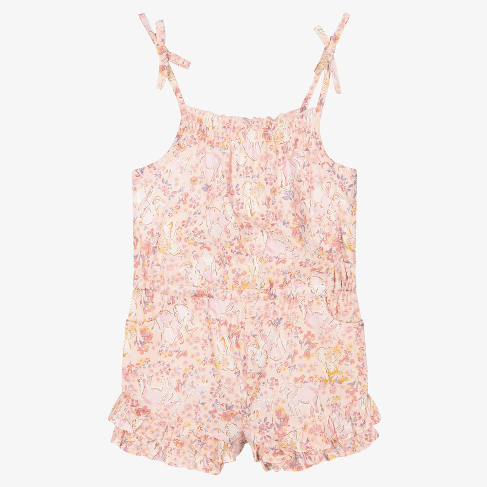 Tutto Piccolo - Combi-short rose en coton à fleurs | Childrensalon