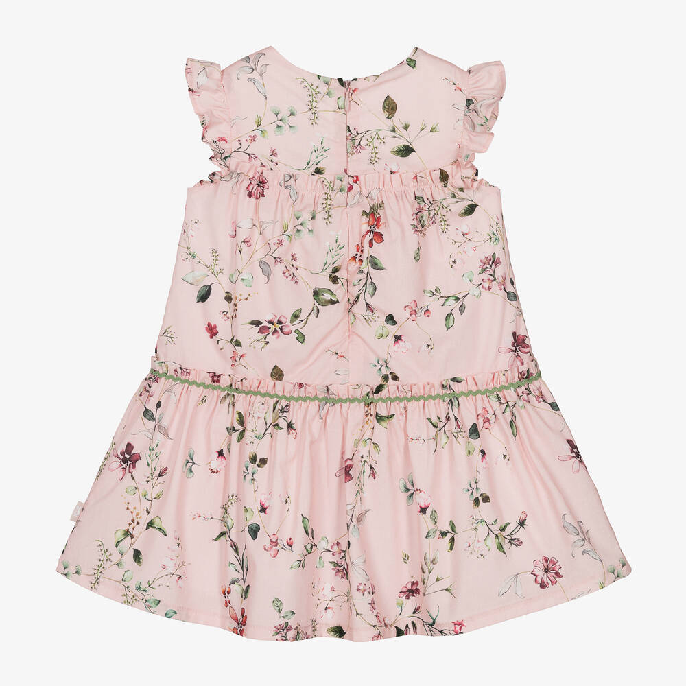 Tutto Piccolo-Girls Pink Floral Cotton Ruffle Dress | Childrensalon Outlet