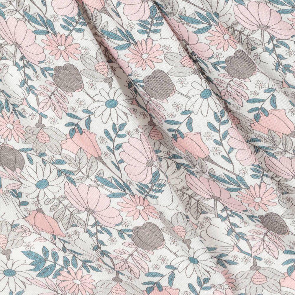 Tutto Piccolo-طقم فستان فيسكوز وقطن لون أبيض بطبعة ورود | Childrensalon Outlet