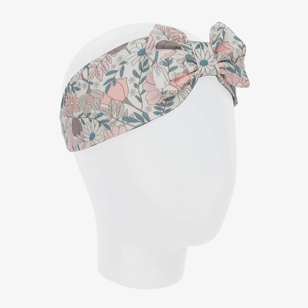 Tutto Piccolo-طوق للرأس فيسكوز لون زهري بطبعة ورود للبنات | Childrensalon Outlet
